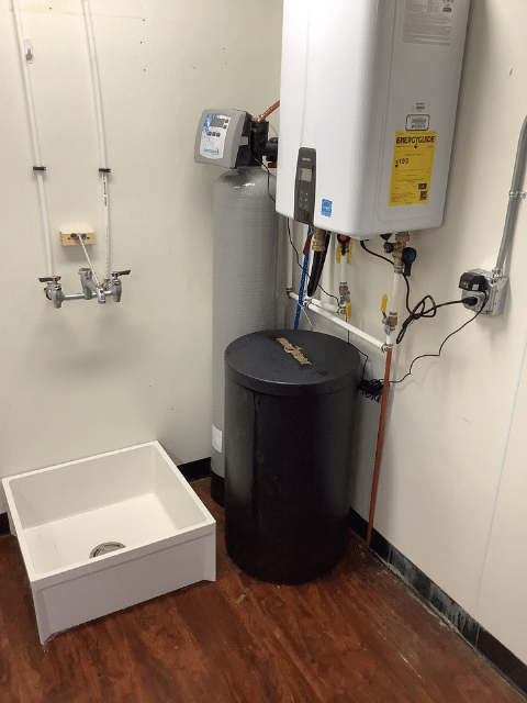 Benefits Of Installing A Water Softener MasterTech Plumbing Heating   Tankless WH Carbon Filter And Softener Mop Sink Water Lines 